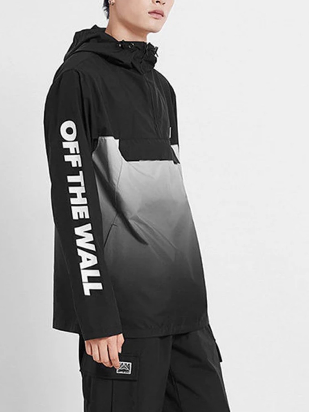 Vans Black and Gray Gradient 'Off The Wall' Hooded Windbreaker